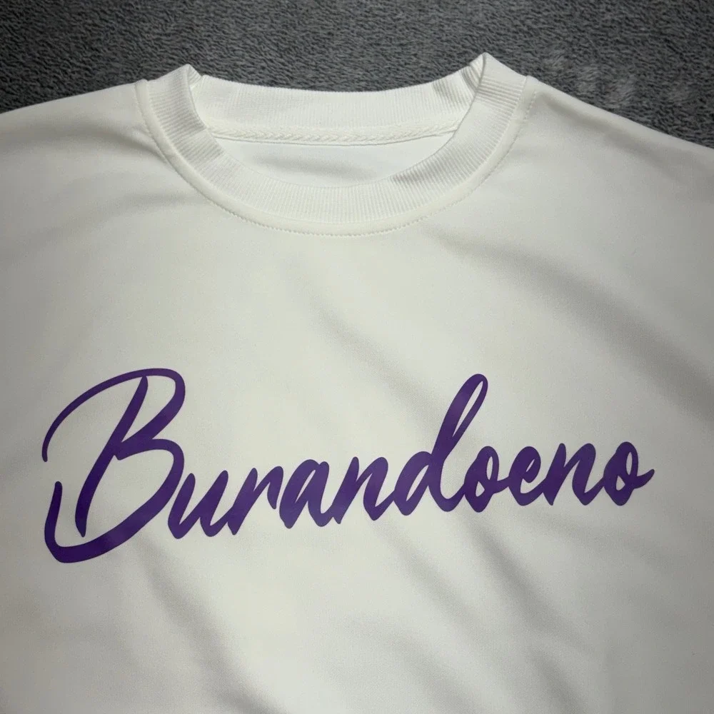 Burandoeno Sweatshirt Mens Size M White Purple Script Logo Excellent Streetwear‎